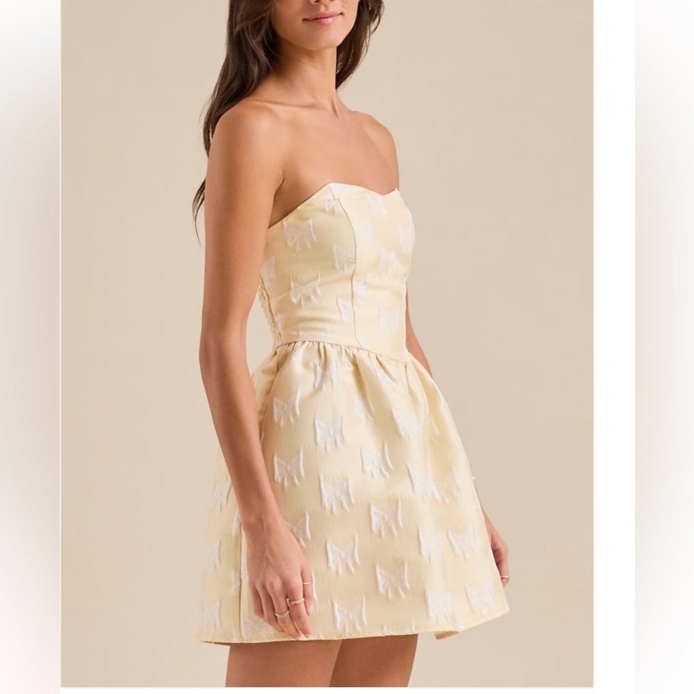 Altar’s State butter yellow dress with white bows